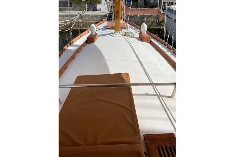 Slide: The Image of Deck view of 1939 Alden Graves Coastwise Cutter 36 sailboat, showcasing classic design elements. - 13