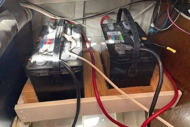 Slide: The Image of Batteries installed in a 1939 Alden Graves Alden Coastwise Cutter 36 sailboat. - 25
