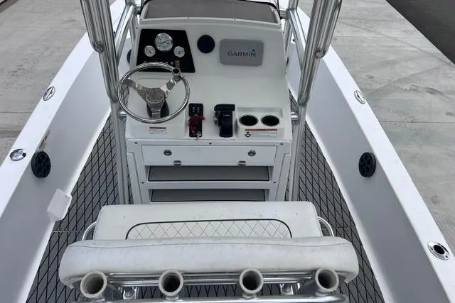Slide: The Image of 2021 Sportsman Tournament 234 SBX Bay Boat cockpit with Garmin navigation system. - 8
