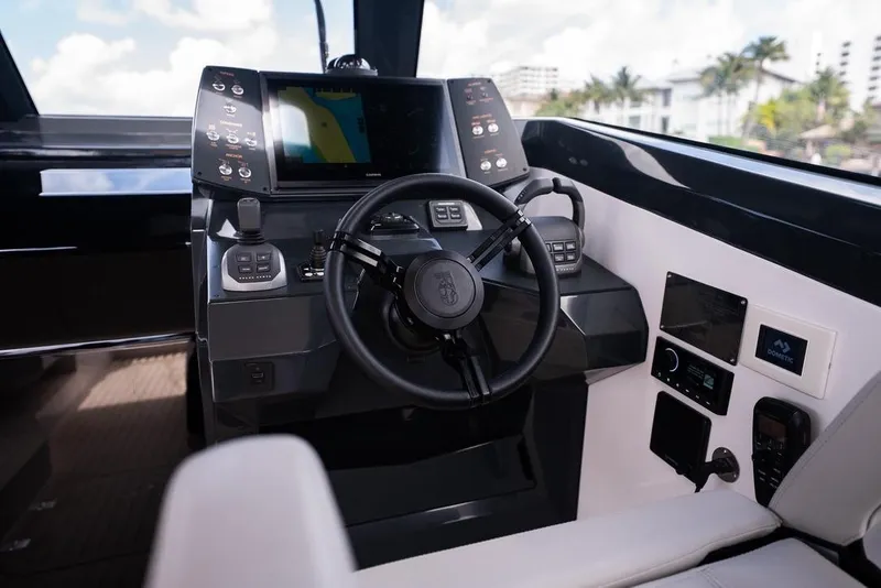 Slide: The Image of Modern Santasevera 42 yacht cockpit with advanced navigation controls, 2026 model. - 3