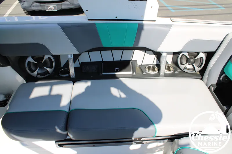 Slide: The Image of Interior of 2020 Malibu Wakesetter 23 MXZ with speakers and cup holders. - 15