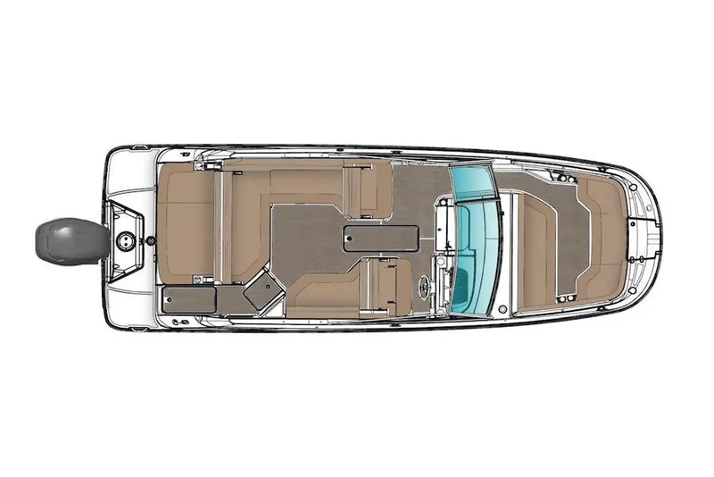 Slide: The Image of Manufacturer Provided Image: Top view of 2019 Sea Ray SDX 250 Outboard boat layout. - 14