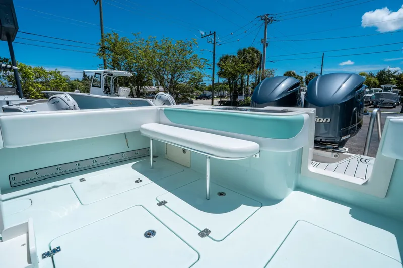 Slide: The Image of 2020 Andros 32 Offshore boat with dual engines and spacious deck. - 11