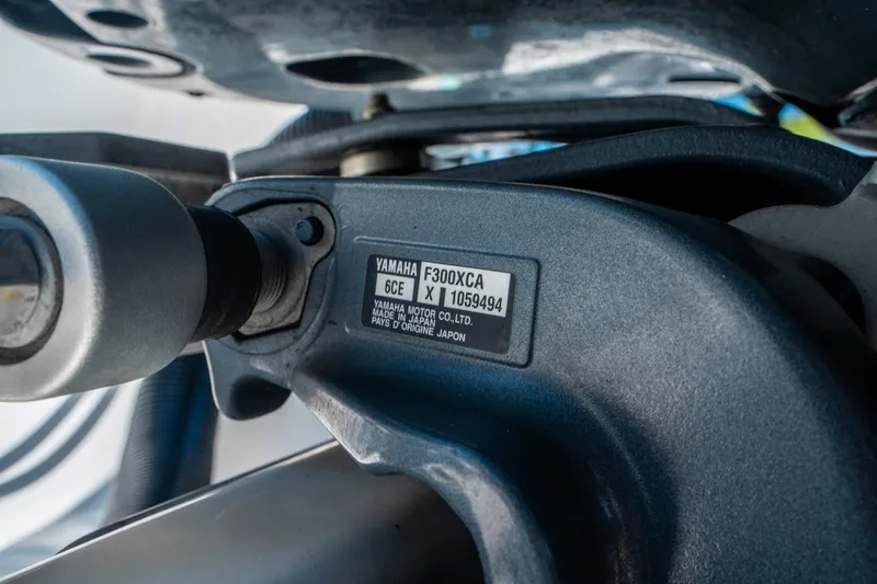 Slide: The Image of Close-up of a Yamaha engine on an Andros 32 Offshore boat. - 29