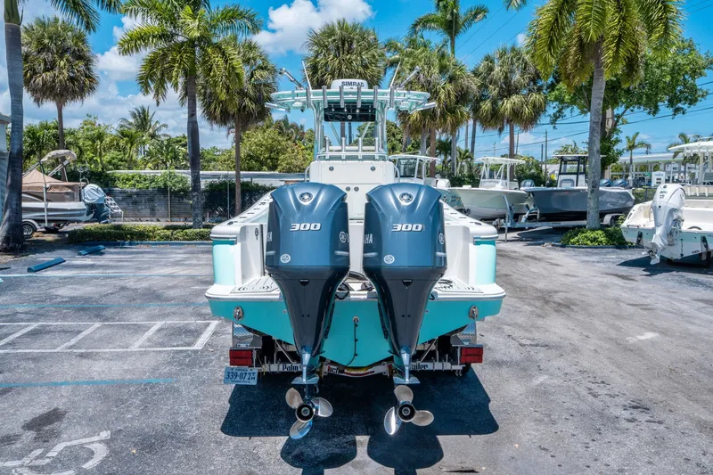 Slide: The Image of 2020 Andros 32 Offshore boat with twin Yamaha 300 engines. - 3