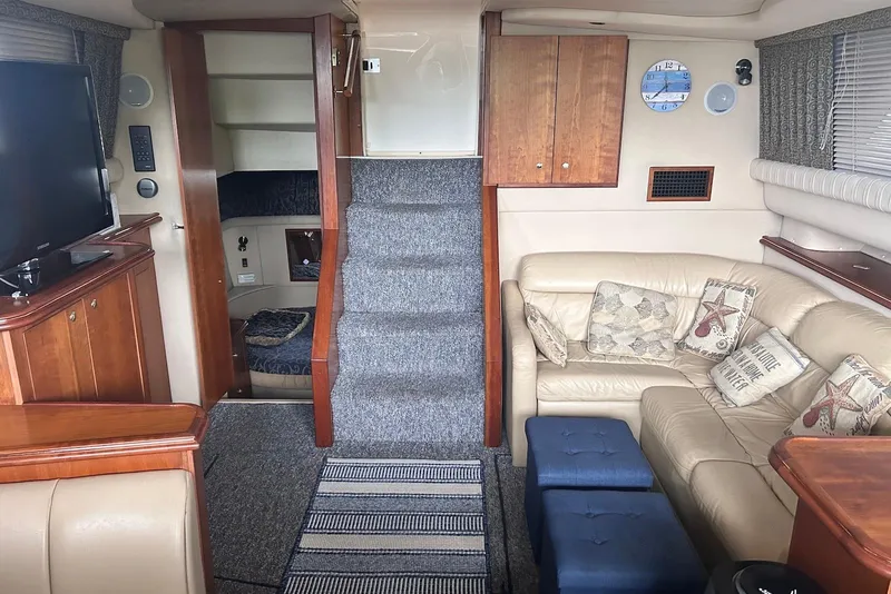 Slide: The Image of Luxurious interior of 2001 Cruisers Yachts 3750 Motoryacht with cozy seating and elegant decor. - 15