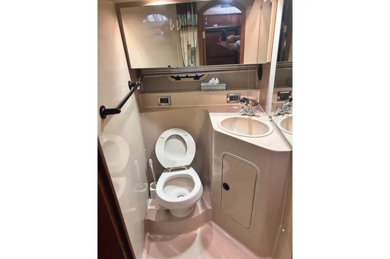 Slide: The Image of Bathroom interior of 2001 Cruisers Yachts 3750 Motoryacht with sink and toilet. - 19
