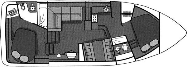 Slide: The Image of Layout of 2001 Cruisers Yachts 3750 Motoryacht with cabins and amenities. - 24