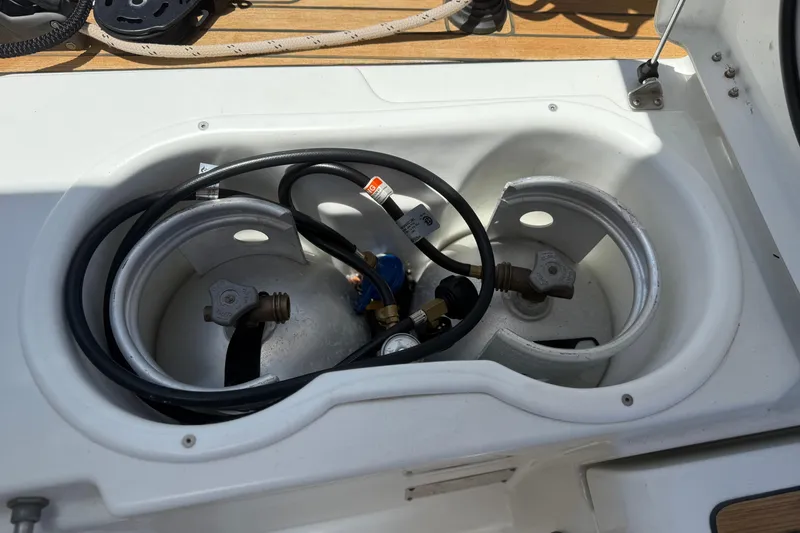 Slide: The Image of Propane storage compartment on a 2018 Jeanneau 58 yacht. - 47