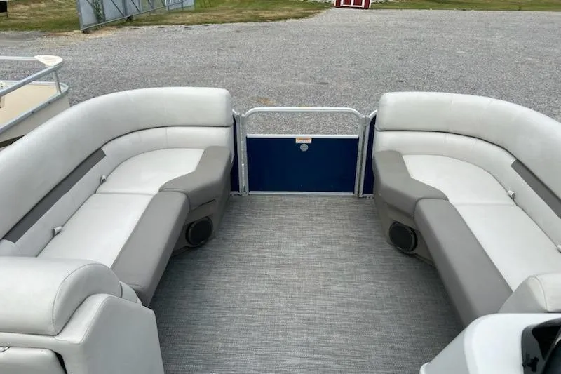 Slide: The Image of 2021 Godfrey Sweetwater 2286 SBX pontoon boat interior with spacious seating and modern design. - 3