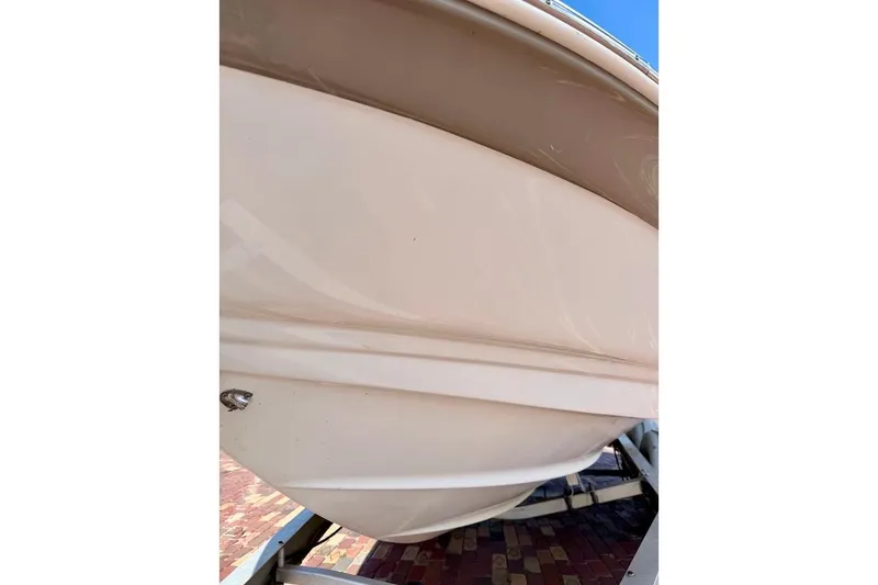 Slide: The Image of 2005 Crownline 216 LS boat hull on trailer, viewed from below. - 5