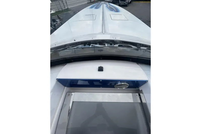 Slide: The Image of 2006 Donzi 43 ZR boat deck view with sleek design and modern features. - 8