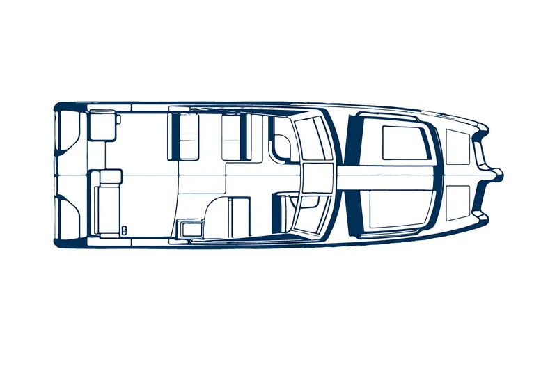 Slide: The Image of Floor plan of the 2022 World Cat 325 DC boat model. - 33