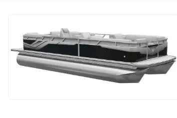 The Image of 2027 Avalon Venture pontoon boat with trailer, side view. - 1