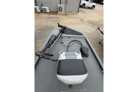 Slide: The Image of 2018 Tracker Pro 170 boat deck with seat and trolling motor. - 6