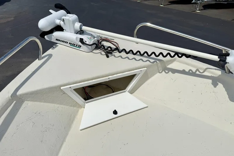 Slide: The Image of 2014 May-Craft 1800 Skiff with Minn Kota trolling motor on deck. - 12