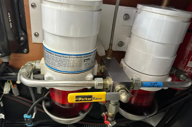 Slide: The Image of Diesel fuel filter and water separator system on a 2011 Beneteau Swift Trawler 34 Fly. - 69