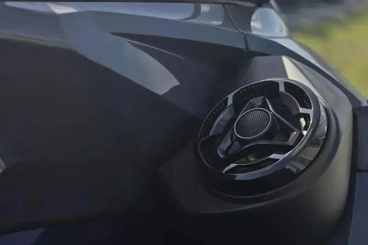 Slide: The Image of Close-up of 2026 Sea-Doo GTX 170 speaker detail, showcasing sleek design and modern technology. - 14