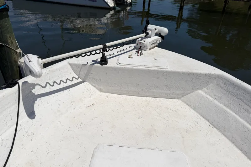 Slide: The Image of Bow of a 2002 Sea Chaser 2100 CC boat with trolling motor. - 22