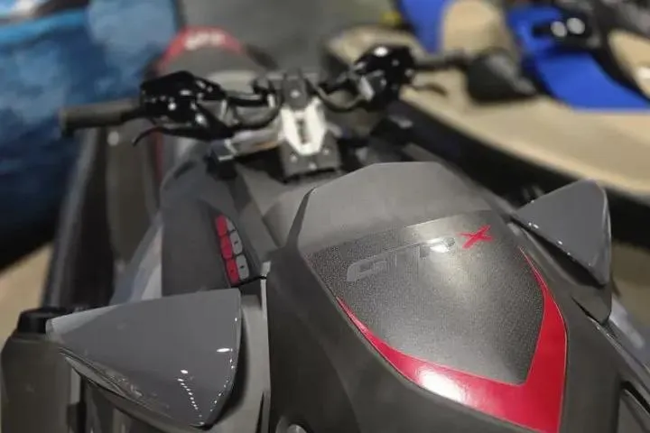 Slide: The Image of 2026 Sea-Doo GTR-X 300 jet ski with sleek design and red accents. - 10