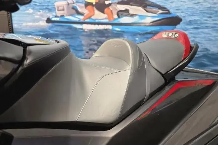 Slide: The Image of 2026 Sea-Doo GTR-X 300 jet ski seat with watercraft in background. - 11
