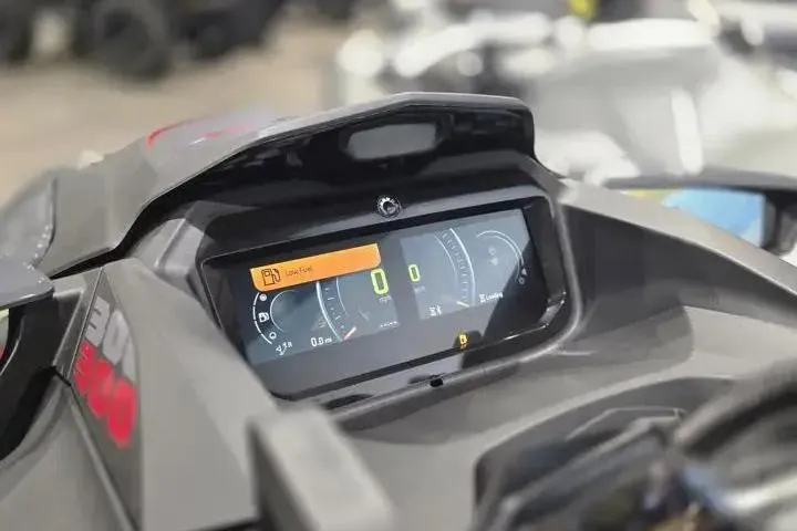 Slide: The Image of 2026 Sea-Doo GTR-X 300 dashboard with digital display and controls. - 15