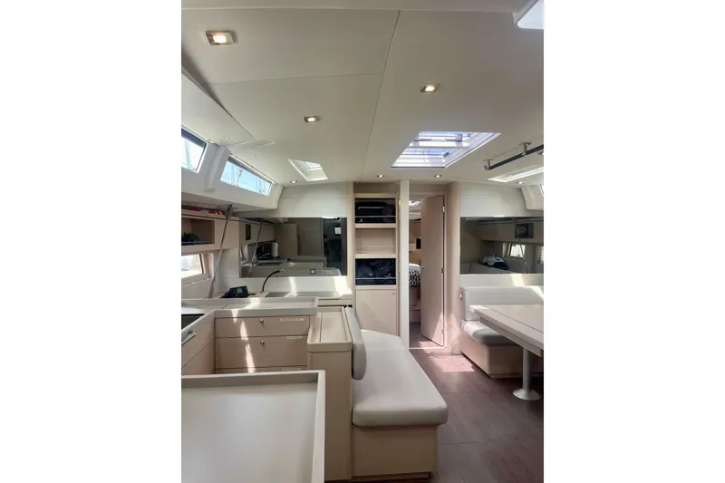 Slide: The Image of Interior of 2023 Beneteau Oceanis 51.1 yacht, featuring modern design and spacious layout. - 8