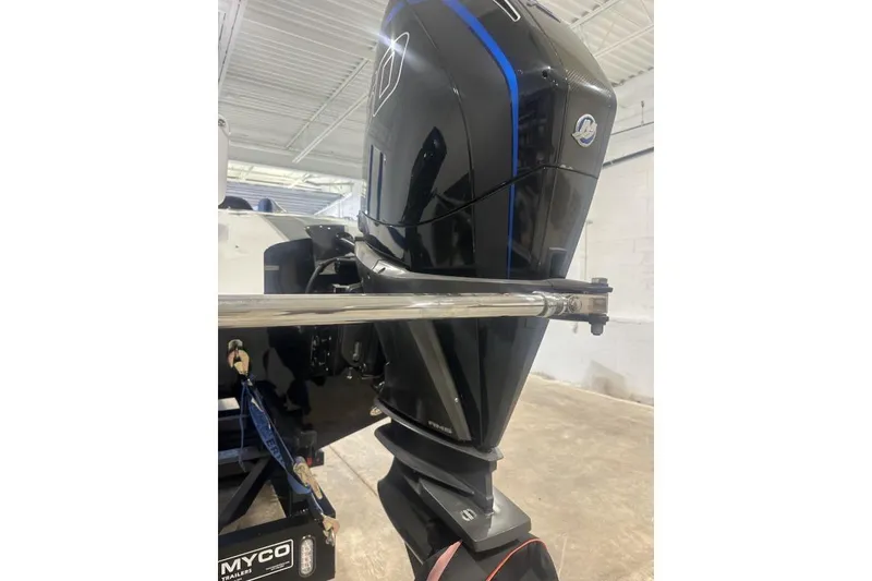 Slide: The Image of 2018 Wright Performance 420 boat engine in a garage setting. - 3