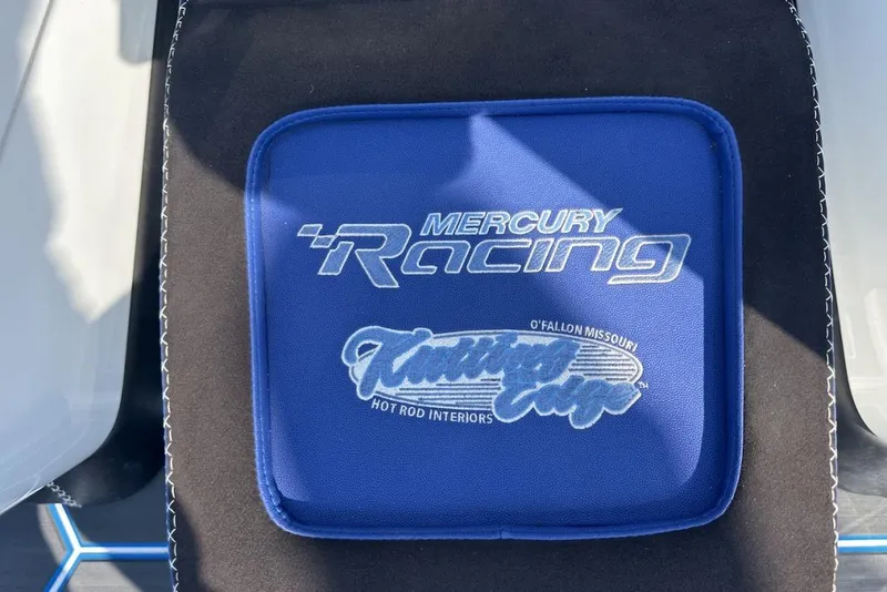Slide: The Image of Blue Mercury Racing seat cover with embroidery, Wright Performance 420, 2018 model. - 33