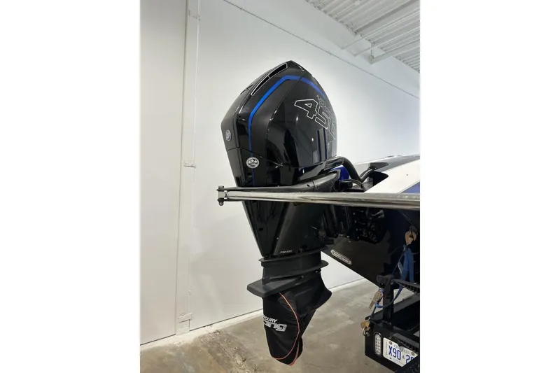 Slide: The Image of 2018 Wright Performance 420 boat engine in a showroom setting. - 4