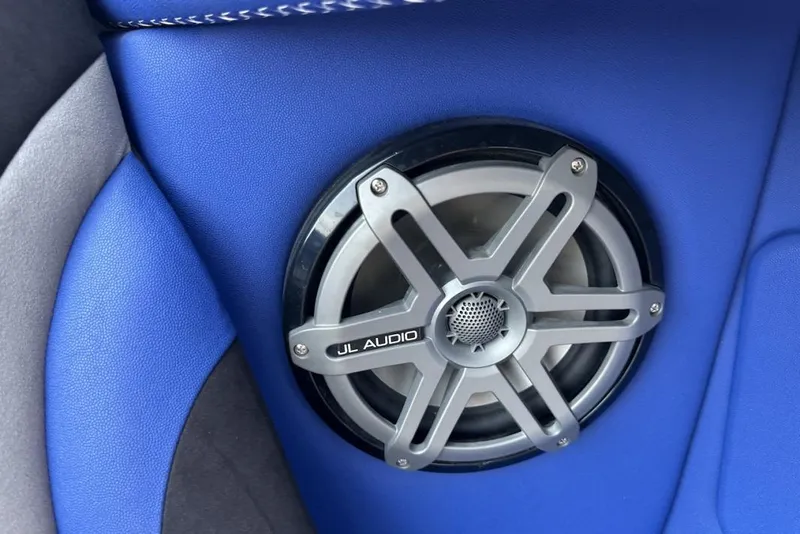 Slide: The Image of Blue interior with JL Audio speaker in 2018 Wright Performance 420. - 46