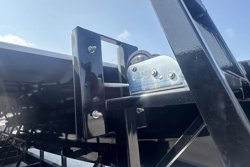 Slide: The Image of Close-up of 2018 Wright Performance 420 trailer hitch mechanism under clear sky. - 75