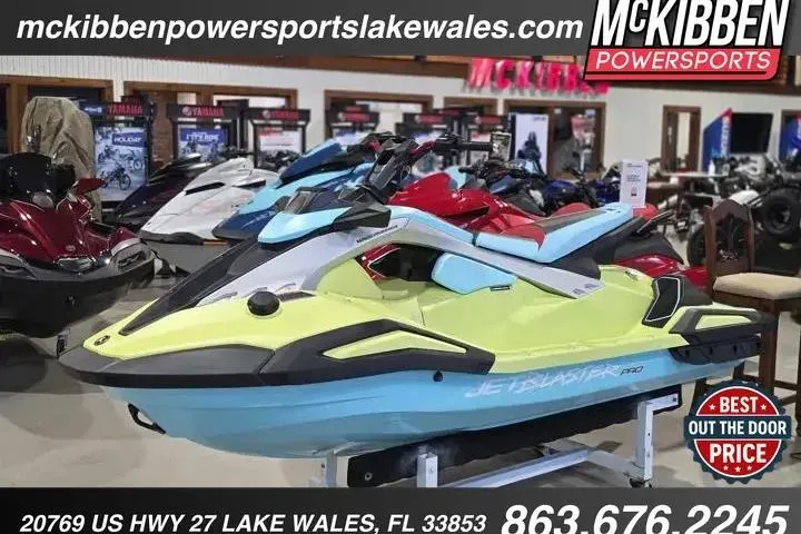 The Image of 2026 Yamaha WaveRunner JetBlaster PRO 3-Up displayed at McKibben Powersports showroom. - 1