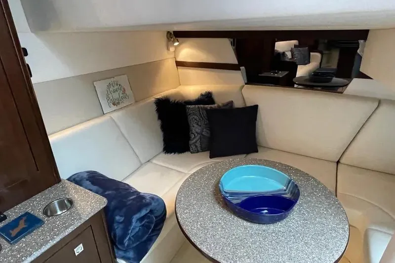 Slide: The Image of Luxurious interior of 2012 Cruisers Yachts 380 Express with plush seating and stylish decor. - 12