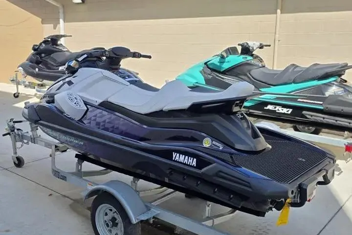 Slide: The Image of 2026 Yamaha WaveRunner VX Cruiser HO on trailer, parked outdoors. - 5
