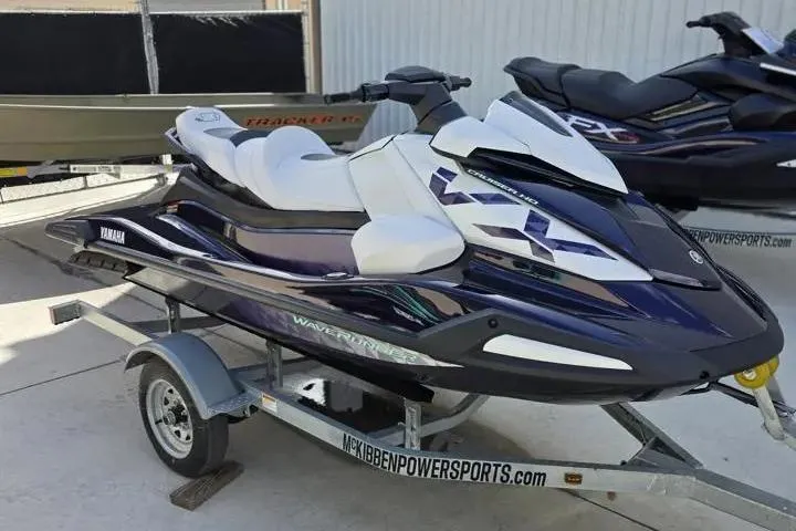 Slide: The Image of 2026 Yamaha WaveRunner VX Cruiser HO on trailer, sleek design, parked outdoors. - 8