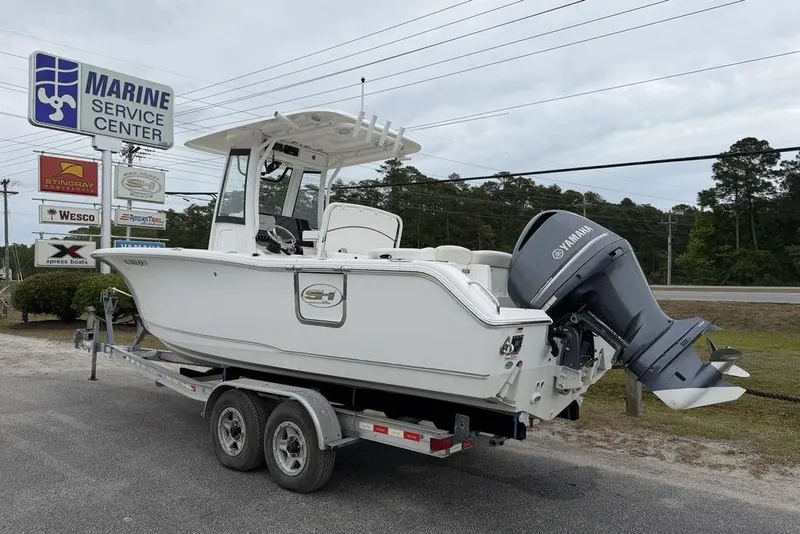 Slide: The Image of 2018 Sea Hunt Ultra 255 SE boat on trailer at Marine Service Center. - 3