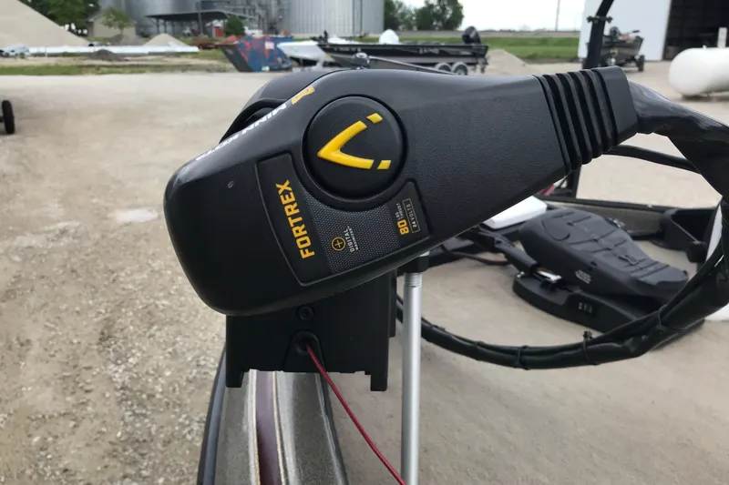 Slide: The Image of Close-up of Fortrex trolling motor on 2001 Ranger 518DVX Comanche boat. - 6