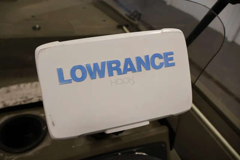 Slide: The Image of Lowrance Hook device on 2023 Tracker Grizzly 1860 MVX CC boat dashboard. - 25