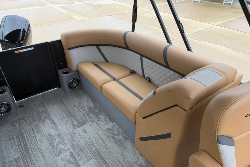 Slide: The Image of Luxurious seating on 2025 Crest Classic 220 boat with modern design and premium materials. - 10