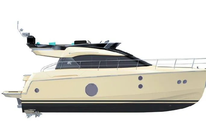 Slide: The Image of 2016 Beneteau Monte Carlo 5 yacht, side view, beige hull, sleek design. - 46