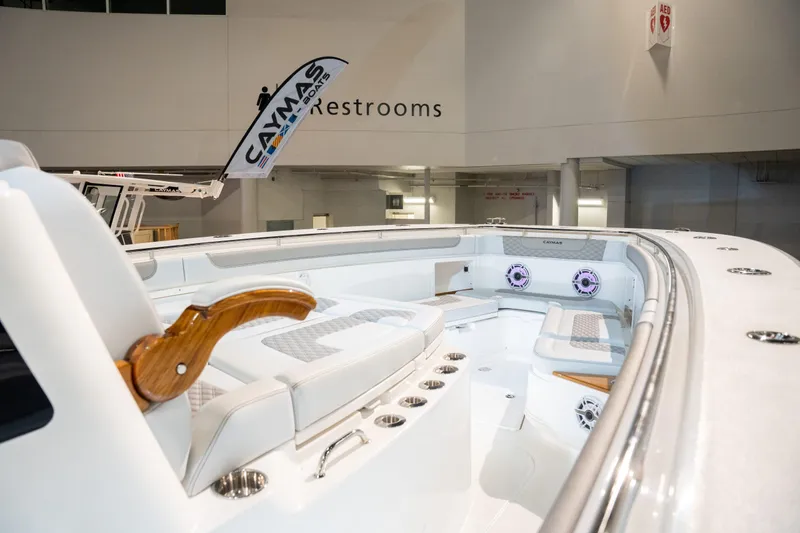 Slide: The Image of Interior view of Caymas 401 DR boat, model year 2027. - 7