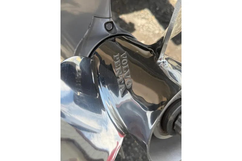 Slide: The Image of Close-up of a Volvo Penta propeller on a 2016 Chaparral 226 SSi Wide Tech boat. - 23