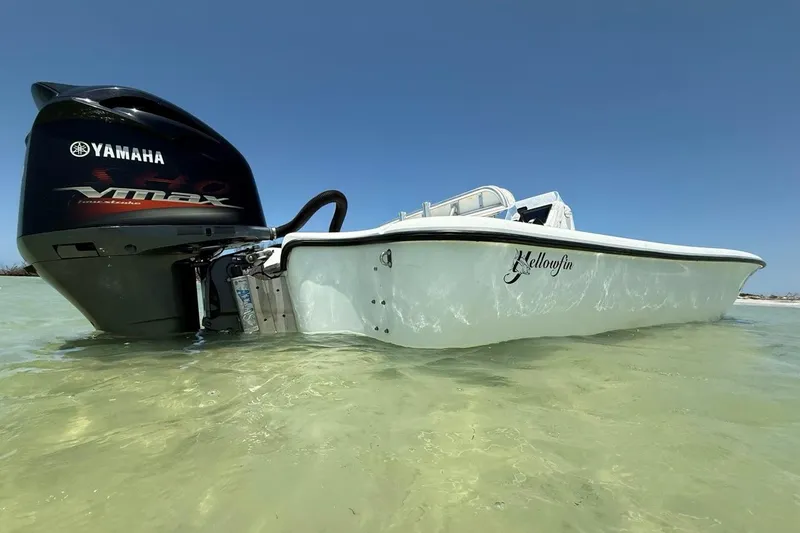 Slide: The Image of 2013 Yellowfin 21 Bay boat with Yamaha VMAX engine in shallow water. - 10