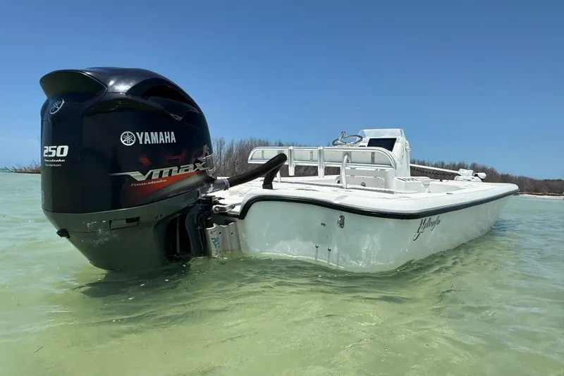 Slide: The Image of 2013 Yellowfin 21 Bay boat with Yamaha VMAX engine in shallow water. - 4