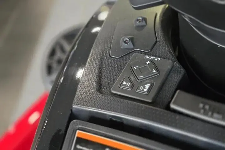 Slide: The Image of 2026 Yamaha WaveRunner FX Cruiser HO audio control panel close-up. - 11