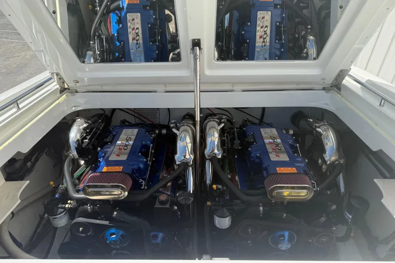 Slide: The Image of Engine compartment of a 2001 Formula 353 FASTech boat with twin high-performance engines. - 21
