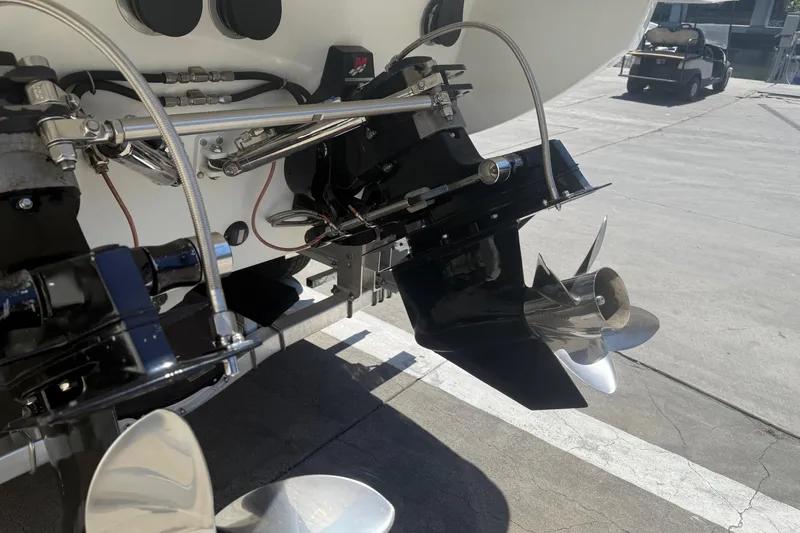 Slide: The Image of Close-up of 2001 Formula 353 FASTech boat propellers and outdrive system. - 9