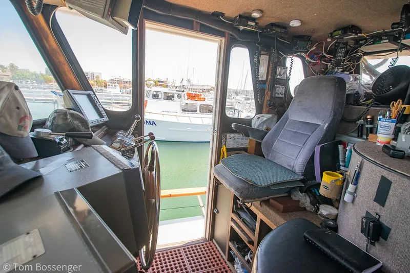 Slide: The Image of Interior of a 1975 Blanchard Passenger Sportfisher boat with navigational equipment. - 7