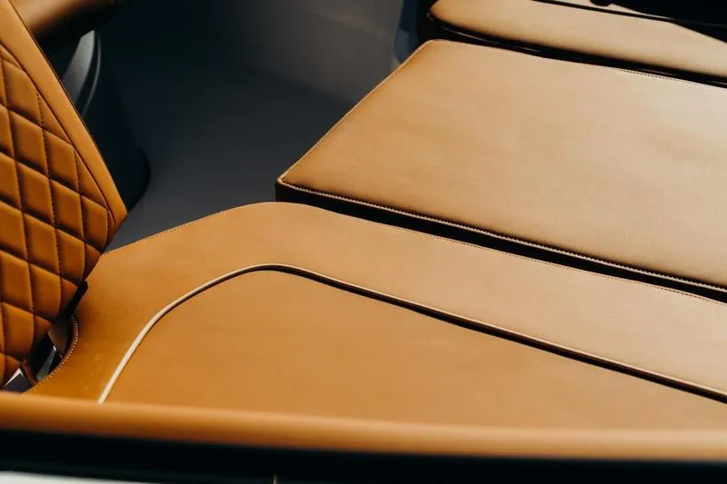Slide: The Image of Luxurious tan leather seating in 2026 Key West 239 FSR boat interior. - 44